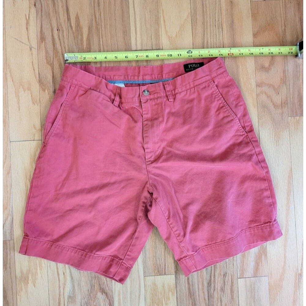 Polo Ralph Lauren Shorts Men Size 33 Red Chino 9” Preppy Flat Front 100% Cotton